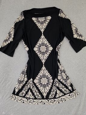 Scarlett Black Tunic with Cream Medallion Print